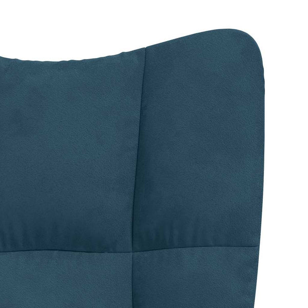 vidaXL Rocking Chair with Footrest Blue Velvet