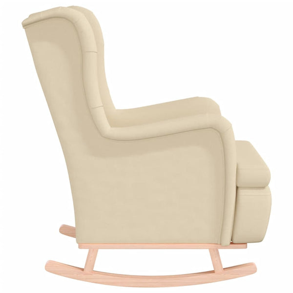 Schaukelsessel Creme Stoff Kautschukholz