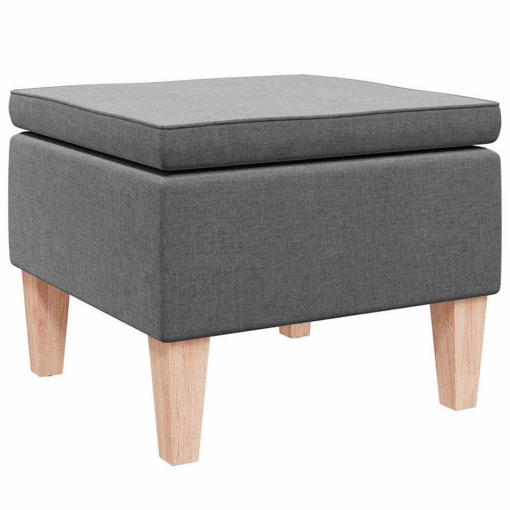 Dunkelgrauer Hocker mit Holzbeinen