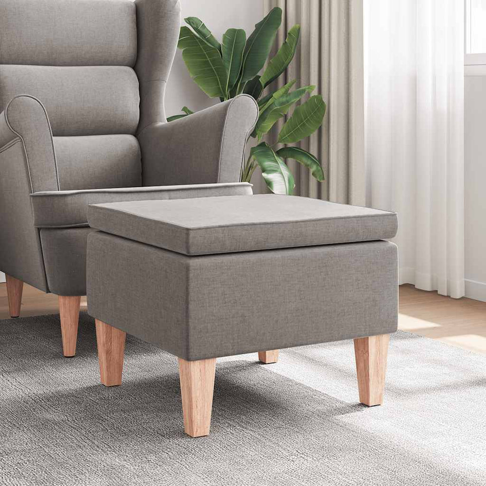 Taupe Hocker mit Holzbeinen