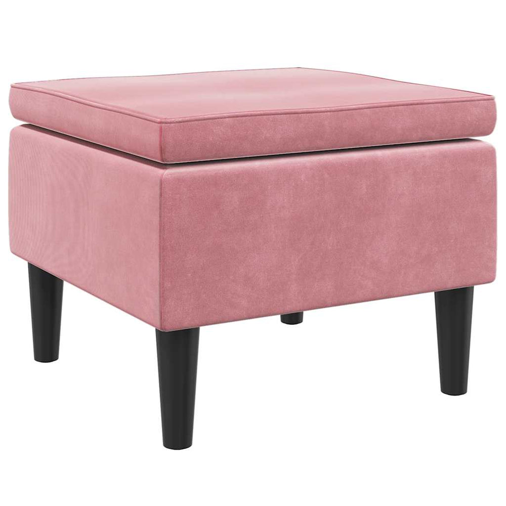 Rosa Samt Hocker mit Holzbeinen