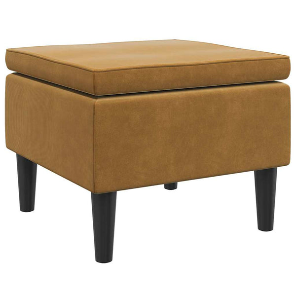 Brauner Samt Hocker mit Holzbeinen