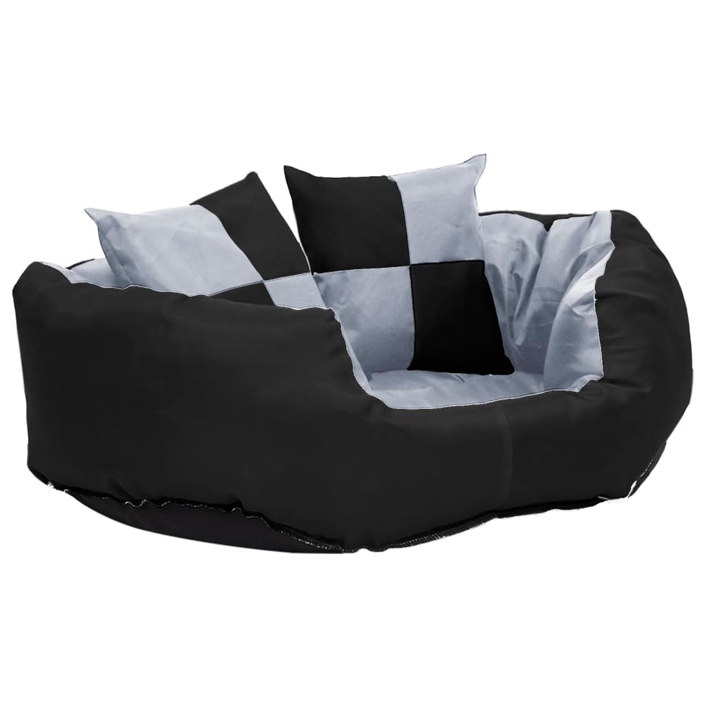 vidaXL Reversible and Washable Dog Cushion Grey and Black 65x50x20 cm