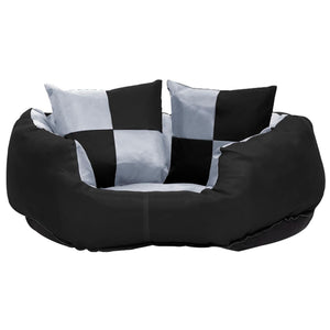 vidaXL Reversible and Washable Dog Cushion Grey and Black 65x50x20 cm