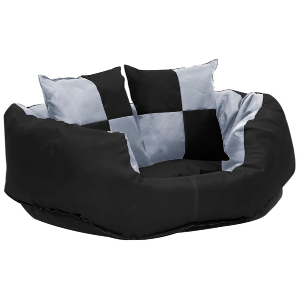 vidaXL Reversible and Washable Dog Cushion Grey and Black 65x50x20 cm