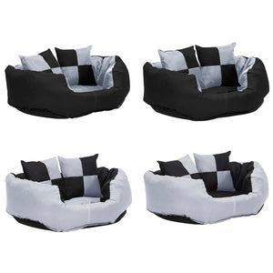 vidaXL Reversible and Washable Dog Cushion Grey and Black 65x50x20 cm