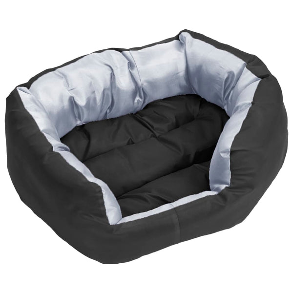 vidaXL Reversible and Washable Dog Cushion Grey and Black 65x50x20 cm