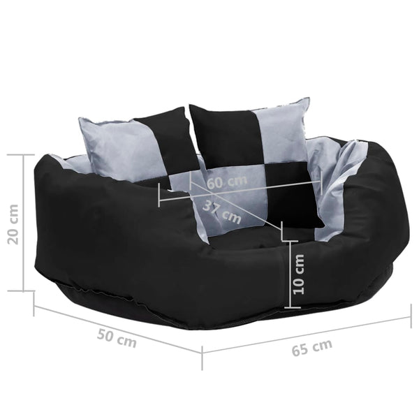 vidaXL Reversible and Washable Dog Cushion Grey and Black 65x50x20 cm