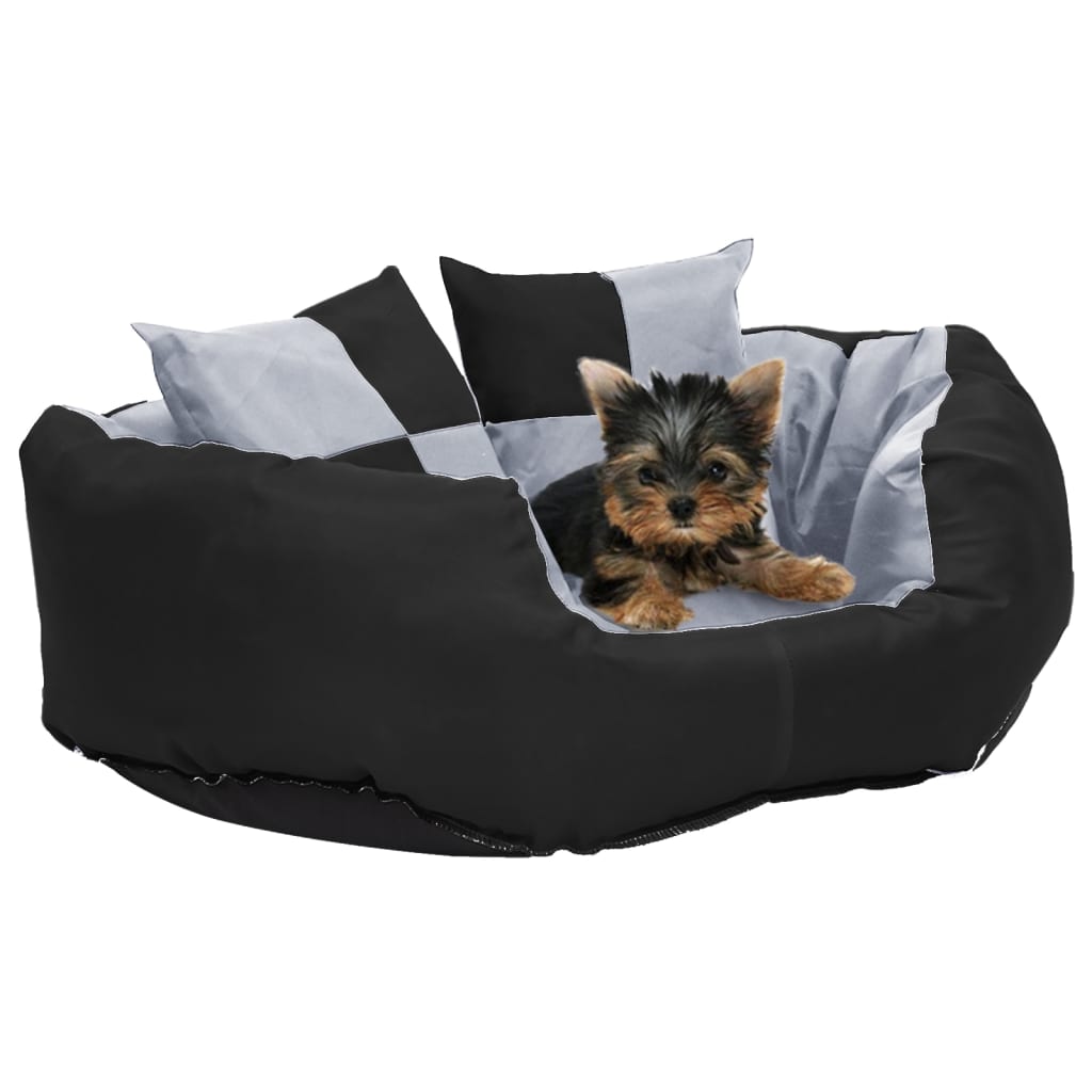 vidaXL Reversible and Washable Dog Cushion Grey and Black 65x50x20 cm