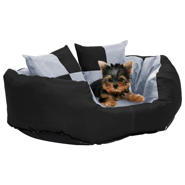 vidaXL Reversible and Washable Dog Cushion Grey and Black 65x50x20 cm