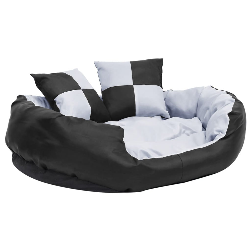 vidaXL Reversible and Washable Dog Cushion Grey and Black 85x70x20 cm