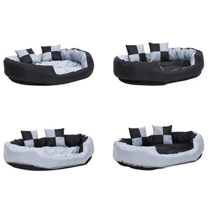 vidaXL Reversible and Washable Dog Pillow Grey and Black 110x80x23 cm