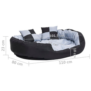 vidaXL Reversible and Washable Dog Pillow Grey and Black 110x80x23 cm