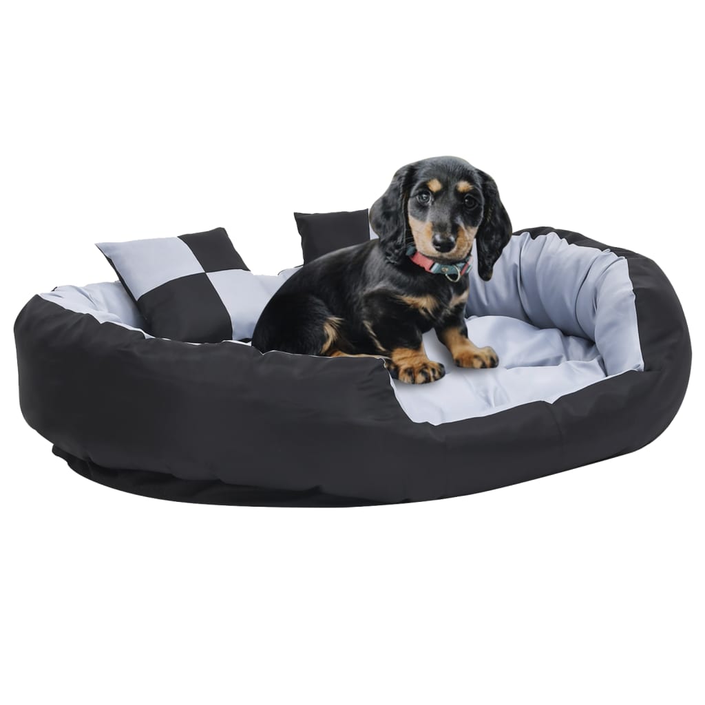 vidaXL Reversible and Washable Dog Pillow Grey and Black 110x80x23 cm