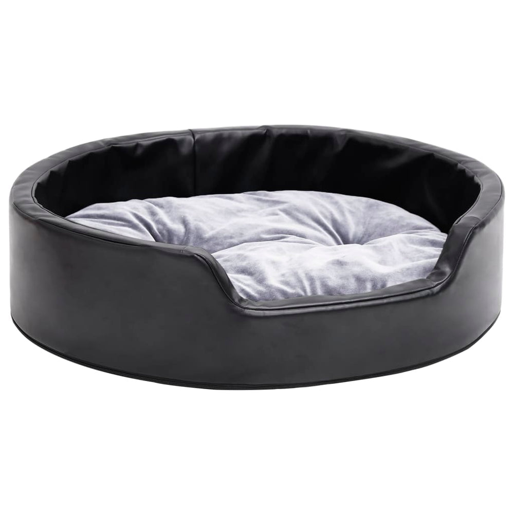 vidaXL Dog Bed Black-Grey 69x59x19 cm Plush and Faux Leather