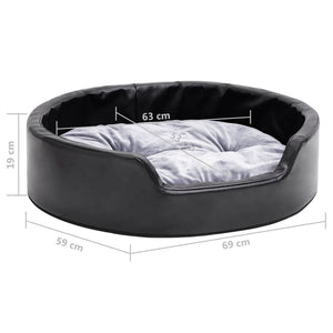 vidaXL Dog Bed Black-Grey 69x59x19 cm Plush and Faux Leather