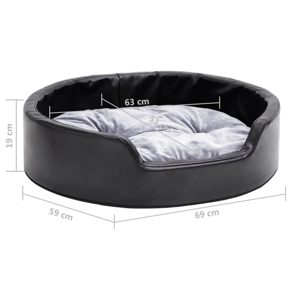 vidaXL Dog Bed Black-Grey 69x59x19 cm Plush and Faux Leather