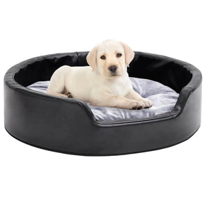 vidaXL Dog Bed Black-Grey 69x59x19 cm Plush and Faux Leather