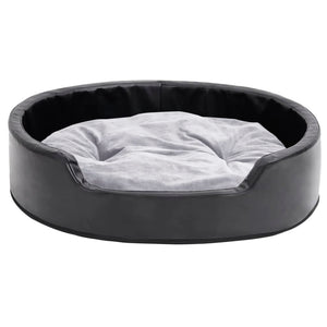 vidaXL Dog Bed Black-Grey 79x70x19 cm Plush and Faux Leather