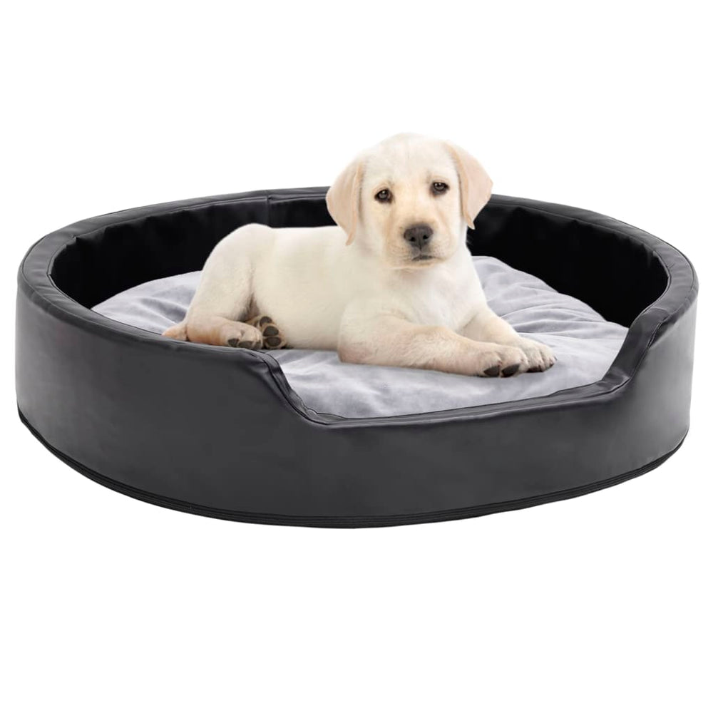 vidaXL Dog Bed Black-Grey 79x70x19 cm Plush and Faux Leather