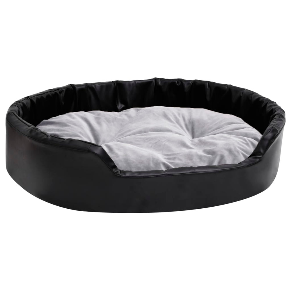 vidaXL Dog Bed Black-Gray 90x79x20 cm Plush and Faux Leather