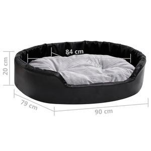 vidaXL Dog Bed Black-Gray 90x79x20 cm Plush and Faux Leather