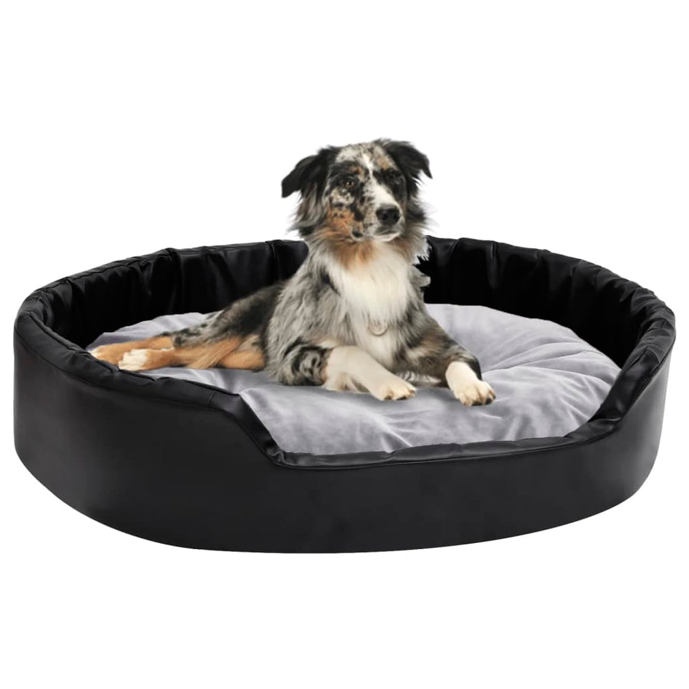 vidaXL Dog Bed Black-Gray 90x79x20 cm Plush and Faux Leather