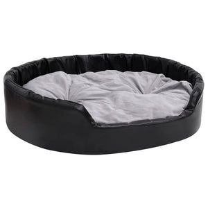 vidaXL Dog Bed Black-Grey 99x89x21 cm Plush and Faux Leather