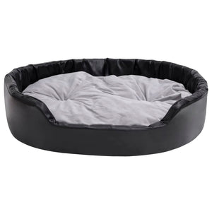 vidaXL Dog Bed Black-Grey 99x89x21 cm Plush and Faux Leather