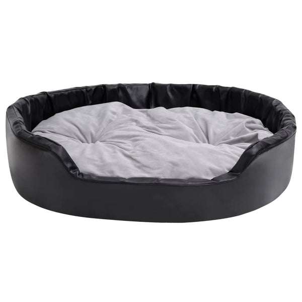 vidaXL Dog Bed Black-Grey 99x89x21 cm Plush and Faux Leather