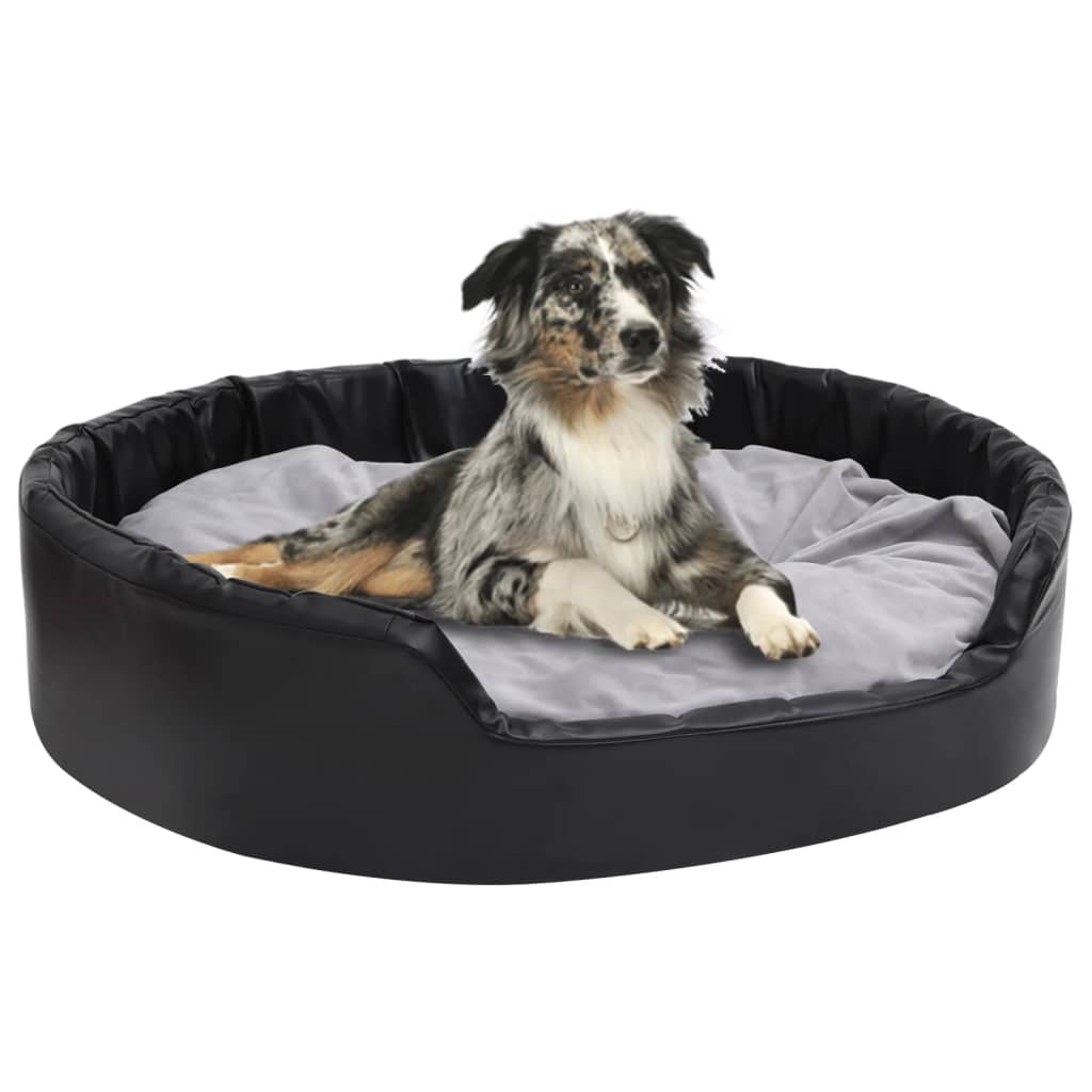 vidaXL Dog Bed Black-Grey 99x89x21 cm Plush and Faux Leather