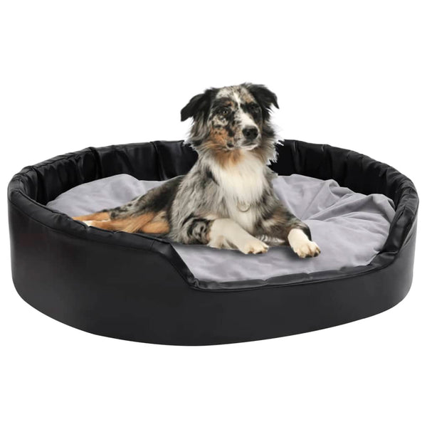 vidaXL Dog Bed Black-Grey 99x89x21 cm Plush and Faux Leather