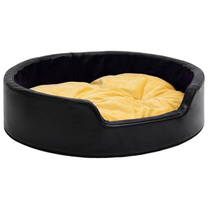 vidaXL Dog Bed Black-Yellow 99x89x21 cm Plush and Faux Leather