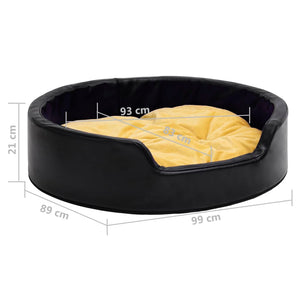vidaXL Dog Bed Black-Yellow 99x89x21 cm Plush and Faux Leather