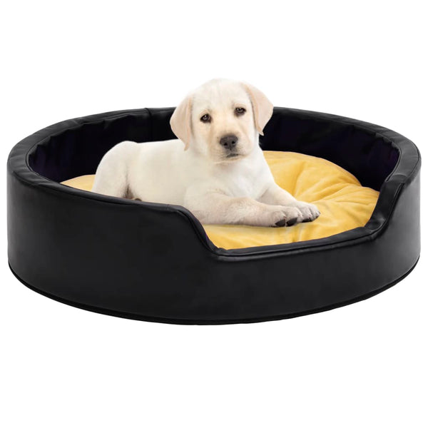 vidaXL Dog Bed Black-Yellow 99x89x21 cm Plush and Faux Leather