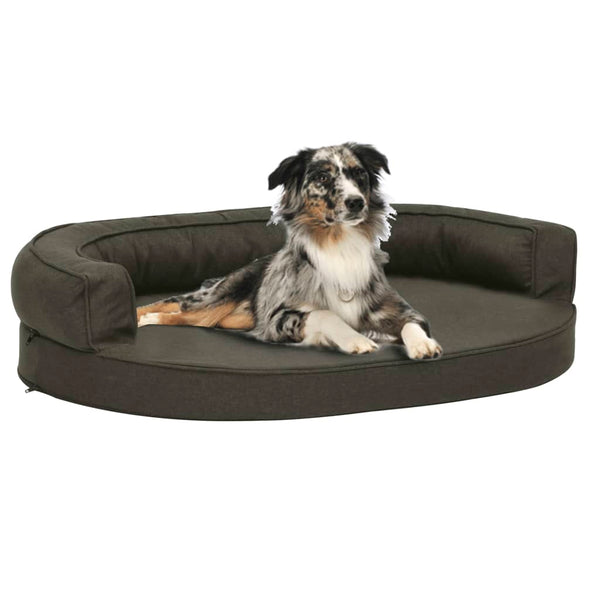 vidaXL Dog Mattress Ergonomic 75x53cm Linen Look Dark Grey