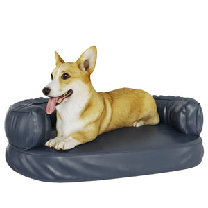 vidaXL Ergonomic Dog Bed Foam Dark Blue 60x42cm Faux Leather