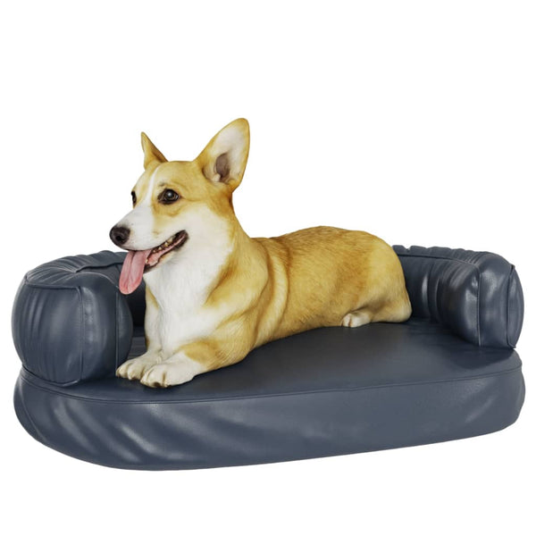 vidaXL Ergonomic Dog Bed Foam Dark Blue 60x42cm Faux Leather