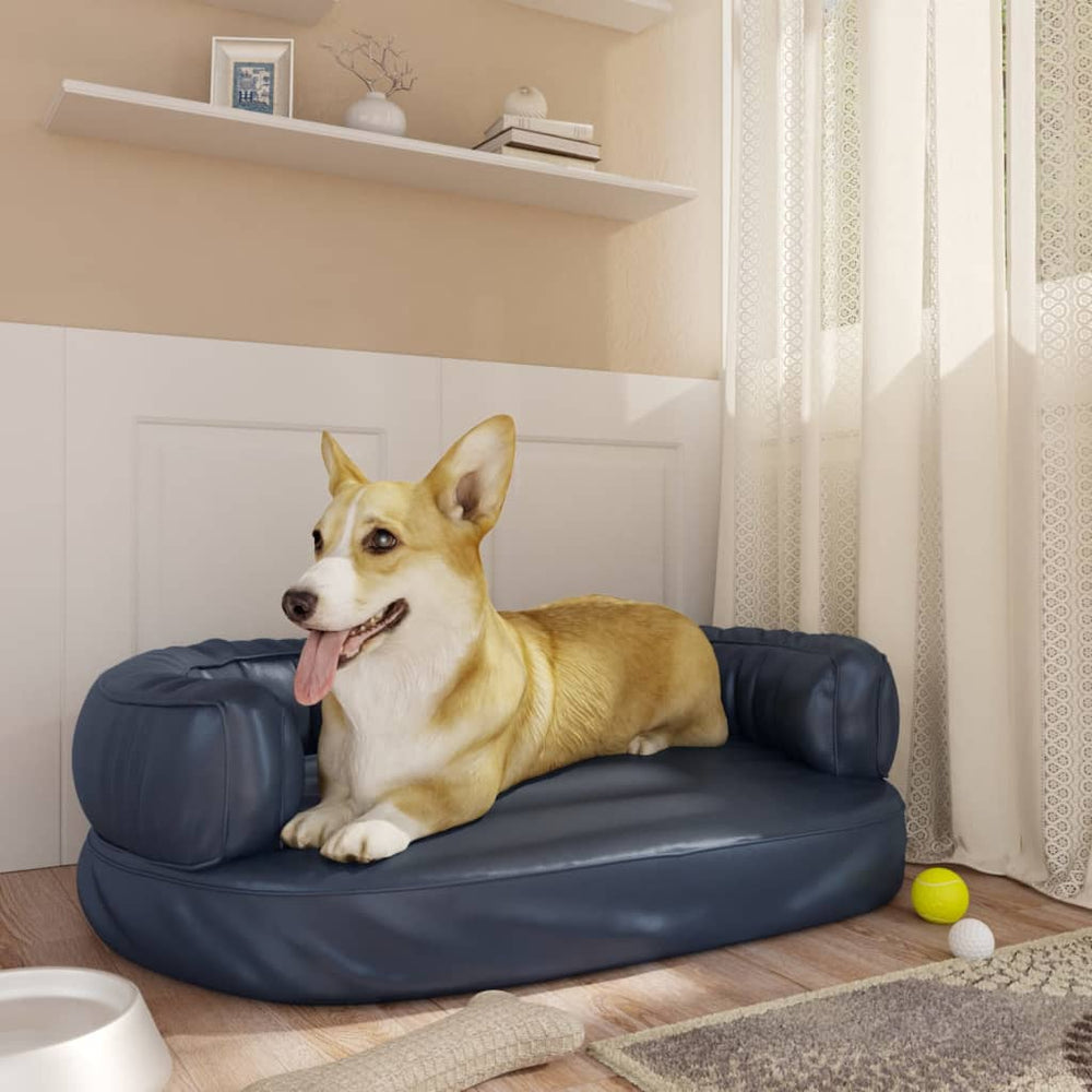 vidaXL Ergonomic Dog Bed Foam Dark Blue 60x42cm Faux Leather