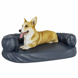 vidaXL Ergonomic Dog Bed Foam Dark Blue 88x65cm Faux Leather