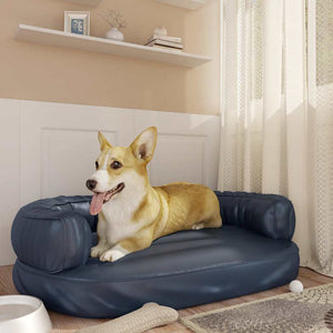 vidaXL Ergonomic Dog Bed Foam Dark Blue 88x65cm Faux Leather