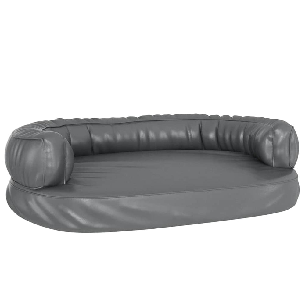 vidaXL Dog Bed Ergonomic Foam Grey 75x53 cm Faux Leather