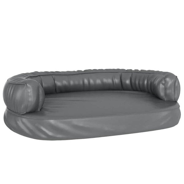 vidaXL Dog Bed Ergonomic Foam Grey 75x53 cm Faux Leather