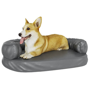 vidaXL Dog Bed Ergonomic Foam Grey 75x53 cm Faux Leather