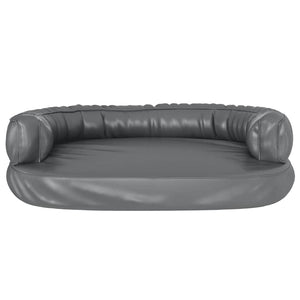vidaXL Dog Bed Ergonomic Foam Grey 75x53 cm Faux Leather