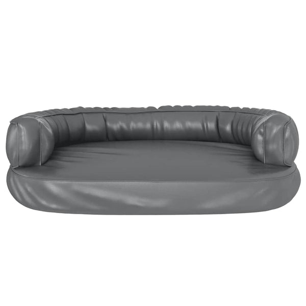 vidaXL Dog Bed Ergonomic Foam Grey 75x53 cm Faux Leather