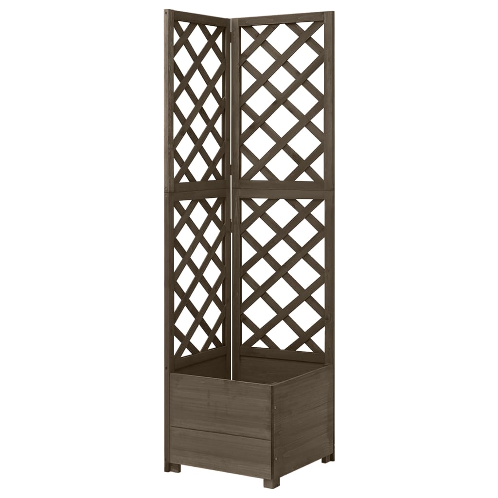 vidaXL Corner Trellis with Planter Box Grey 40x40x150cm Solid Fir Wood