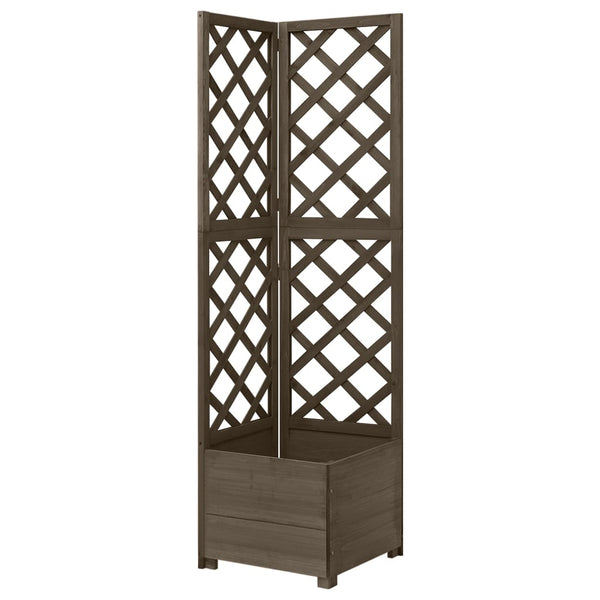 vidaXL Corner Trellis with Planter Box Grey 40x40x150cm Solid Fir Wood