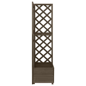 vidaXL Corner Trellis with Planter Box Grey 40x40x150cm Solid Fir Wood