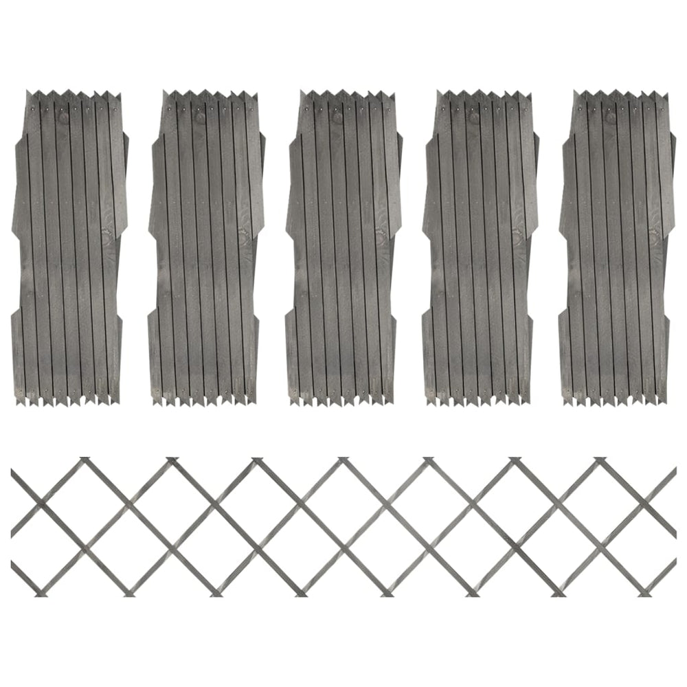 vidaXL Trellis Fences 5 pcs Grey Solid Fir Wood 180x30 cm